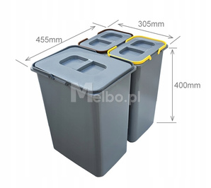 Kosze na śmieci sortowniki do segregacji odpadów do szafki 40 cm 38L (ZS-38L-1)
