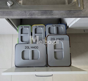 Zestaw koszy na śmieci 61L do szuflady szafki 60 Blum 5 pojemników na odpady