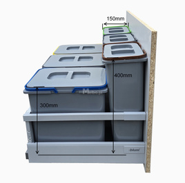 Zestaw koszy na śmieci 72L do szuflady szafki 80 cm Blum 6 poj. na odpady