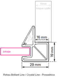Żaluzja Roleta meblowa REHAU CRYSTAL-LINE 60 x 150 MAT