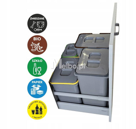 Zestaw koszy na śmieci 62L do szuflady szafki 60 Blum 4 pojemniki na odpady