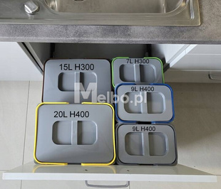 Zestaw koszy na śmieci 60L do szuflady szafki 60 Blum 5 pojemników na odpady