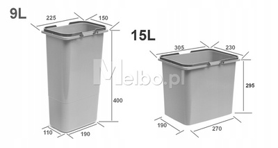 Zestaw koszy na śmieci 72L do szuflady szafki 80 cm Blum 6 poj. na odpady
