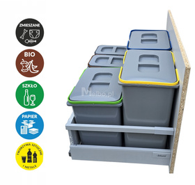 Zestaw koszy na śmieci 69L do szuflady szafki 70 Blum 5 poj. na odpady