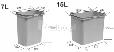 Kosze na śmieci sortowniki do segregacji odpadów do szafki 40 cm 29L