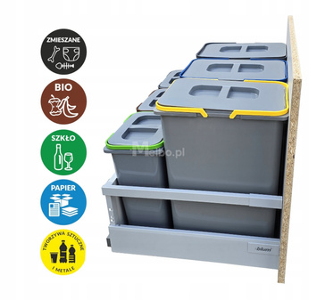 Zestaw koszy na śmieci 81L do szuflady szafki 80 cm Blum 6 poj. na odpady