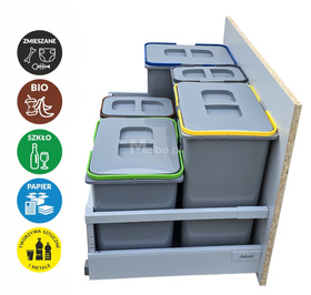 Zestaw koszy na śmieci 71L do szuflady szafki 80 cm Blum 5 poj. na odpady