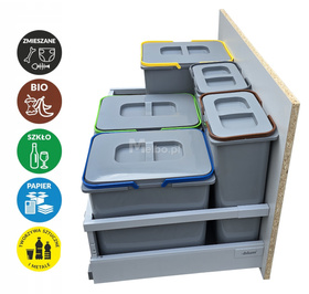Zestaw koszy na śmieci 68L do szuflady szafki 80 cm Blum 5 poj. na odpady