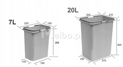 Zestaw koszy na śmieci 81L do szuflady szafki 80 cm Blum 6 poj. na odpady