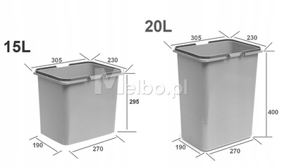 Zestaw koszy na śmieci 68L do szuflady szafki 80 cm Blum 5 poj. na odpady