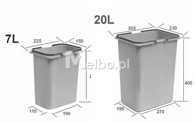 Zestaw koszy na śmieci 61L do szuflady szafki 60 Blum 5 pojemników na odpady