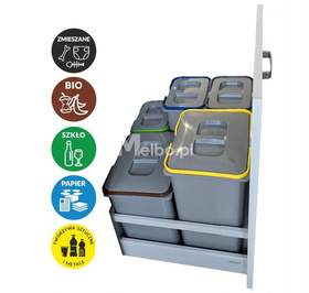 Zestaw koszy na śmieci 60L do szuflady szafki 60 Blum 5 pojemników na odpady