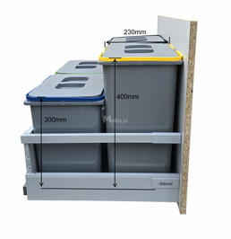 Zestaw koszy na śmieci 70L do szuflady szafki 70 Blum 4 poj. na odpady