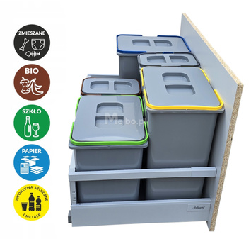 Zestaw koszy na śmieci 71L do szuflady szafki 80 cm Blum 5 poj. na odpady