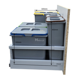 Zestaw koszy na śmieci 68L do szuflady szafki 80 cm Blum 5 poj. na odpady