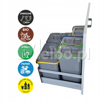Zestaw koszy na śmieci 57L do szuflady szafki 60 Blum 5 pojemników na odpady
