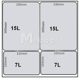 Kosze na śmieci sortowniki do segregacji odpadów do szafki 60 cm 44L