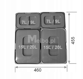 Kosze na śmieci sortowniki do segregacji odpadów do szafki 60 cm 44L