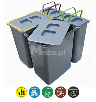 Kosze na śmieci sortowniki do segregacji odpadów do szafki 60 cm 58L