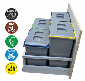 Zestaw koszy na śmieci 70L do szuflady szafki 70 Blum 4 poj. na odpady