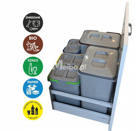 Zestaw koszy na śmieci 61L do szuflady szafki 60 Blum 5 pojemników na odpady