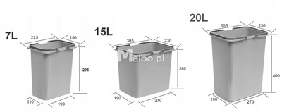 Zestaw koszy na śmieci 71L do szuflady szafki 80 cm Blum 5 poj. na odpady