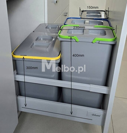 Zestaw koszy na śmieci 57L do szuflady szafki 60 Blum 5 pojemników na odpady