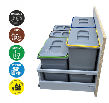 Zestaw koszy na śmieci 69L do szuflady szafki 70 Blum 5 poj. na odpady