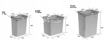 Zestaw koszy na śmieci 62L do szuflady szafki 60 Blum 4 pojemniki na odpady