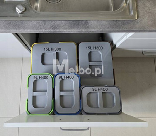 Zestaw koszy na śmieci 57L do szuflady szafki 60 Blum 5 pojemników na odpady