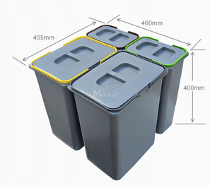 Kosze na śmieci sortowniki do segregacji odpadów do szafki 60 cm 58L